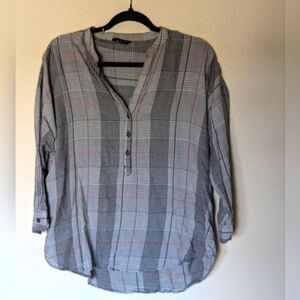 Lucky Brand Gray Light Button Down Blouse Size L